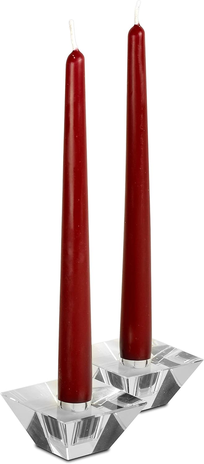 12 Pack Tall Taper Candles - 12 Inch Burgundy Dripless, Unscented Dinner Candle - Paraffin Wax with Cotton Wicks - 10 Hour Burn Time
