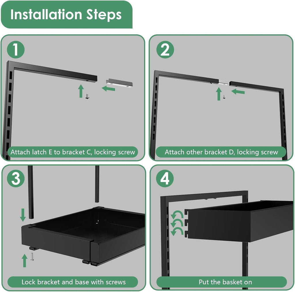 REALINN Under Sink Organizer, L-Shaped Pull Out Cabinet Rack for Kitchen