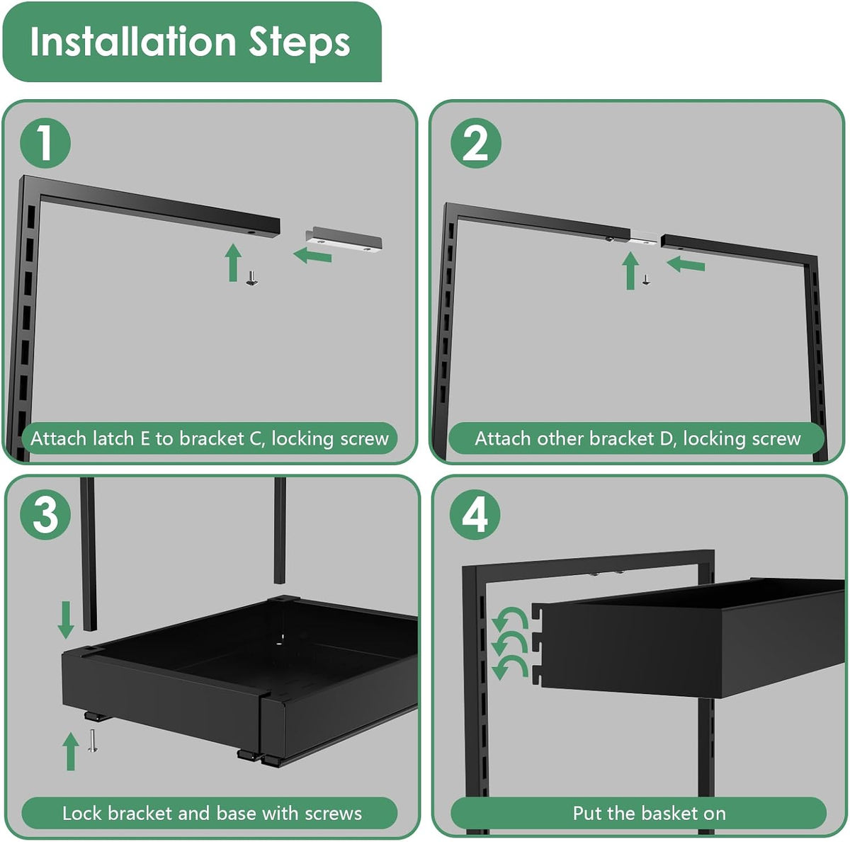 REALINN Under Sink Organizer, L-Shaped Pull Out Cabinet Rack for Kitchen