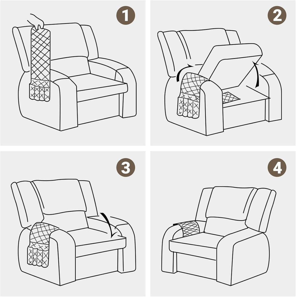 Armchair Caddy & Remote Control Holder for Couch & Recliner | Non-Slip Armrest Organizer with 6 Pockets for TV Remote, Phone, Tablet, Magazine & More, 19 x 35 Inches, Black