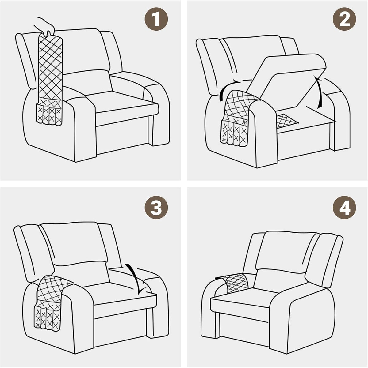 Armchair Caddy & Remote Control Holder for Couch & Recliner | Non-Slip Armrest Organizer with 6 Pockets for TV Remote, Phone, Tablet, Magazine & More, 19 x 35 Inches, Black