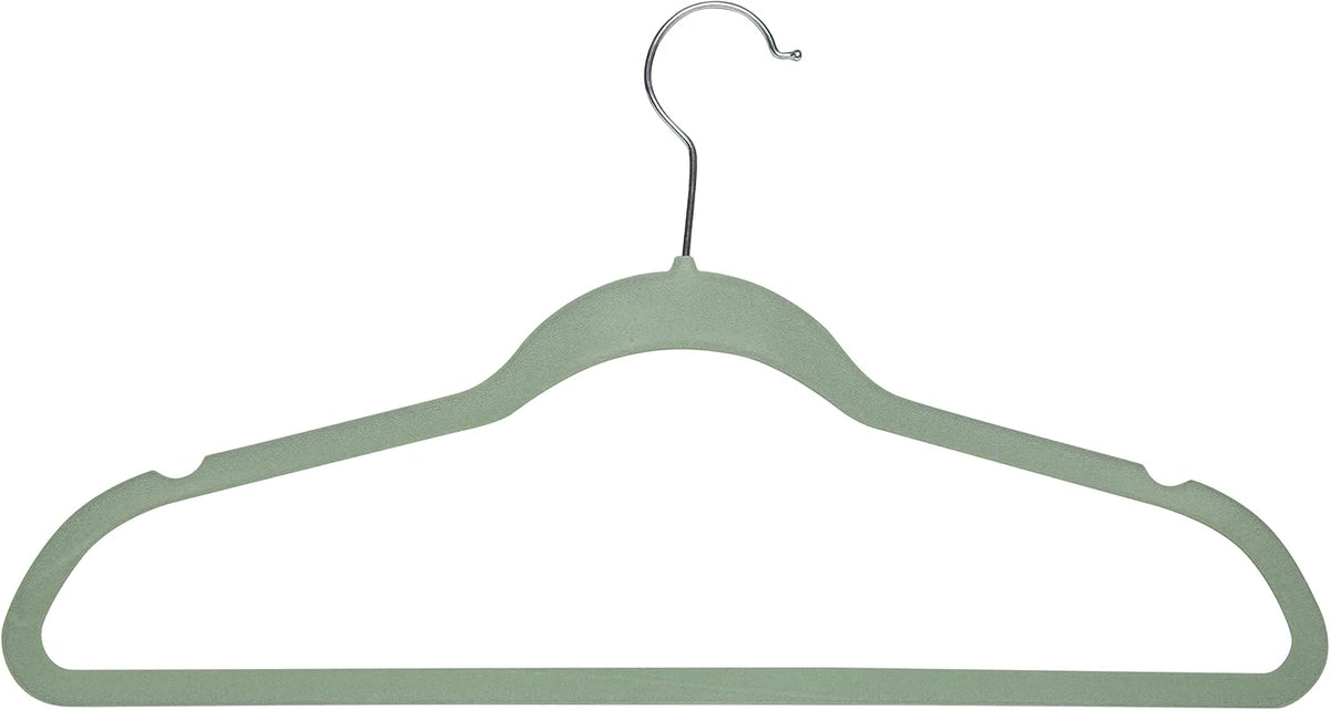 Simplify Slim Velvet Clothes Hangers | 100 Pack | Non-Slip | Shirts | Suit | Pants | Dresses | Garments | Closet Storage & Organization | Durable | Sage
