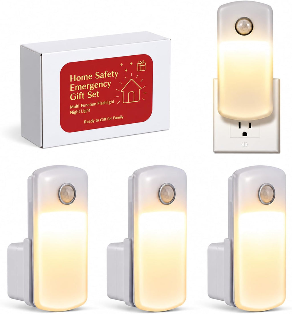 Enhon 4 Pack 4 in 1 Home Emergency Power Failure Night Lights, Warm White