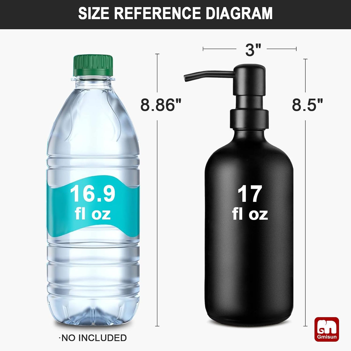 GMISUN Black Soap Dispenser, 1 Pack Matte Black Bathroom Hand Soap Dispensers, 17 Fl Oz Dish Soap Dispenser for Kitchen with Rustproof Stainless Steel Pump, Modern Liquid Dishwashing Dispensers Bottle
