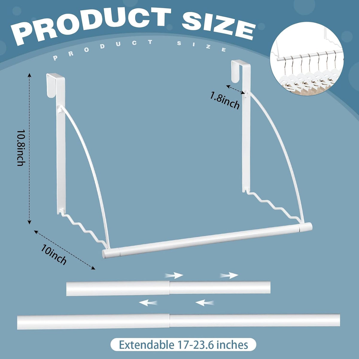 Menkxi Over the Door Hooks Adjustable for Hanging Towels Coats, White