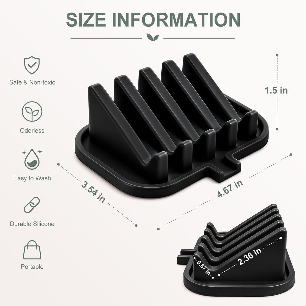 Silicone Soap Dish Holder for Shower with Self Draining (2, Black)