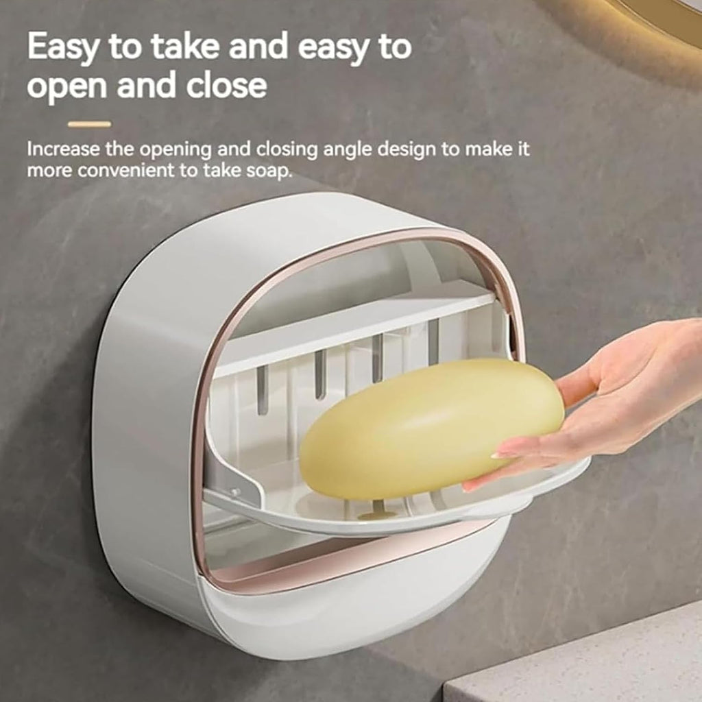 Soap Holder Dish Shower, Bar Soap Holder with Drainage, Self Draining Soap Holder, Wall Mounted Soap Box Tray Container for Bathroom, Bathtub Kitchen Sink (1PC Light Green)