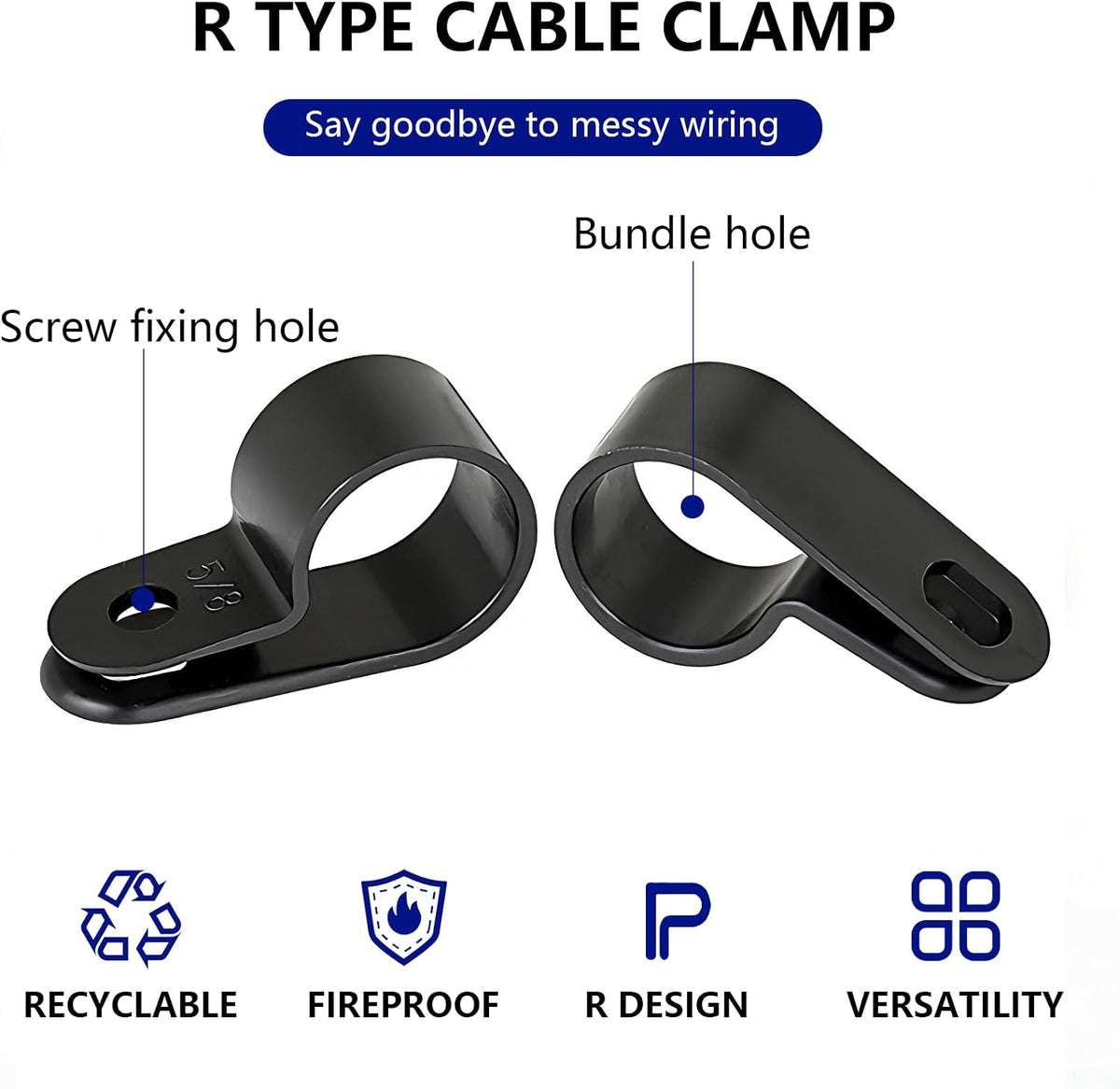 330 Pcs Black Cable Clips Wall, Plastic Wire Cable Clamps with Screws, R Nylon Wire Clips for CordsWire Clamps for Cables, cCable Management Clipss, for Organizing Electric Wires Cords(5 Sizes)