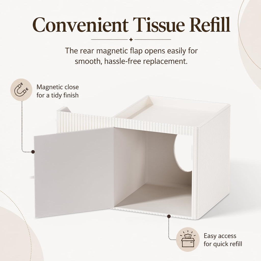 GORESE Square Tissue Box Cover with Storage Tray, Leather Tissue Box Holder