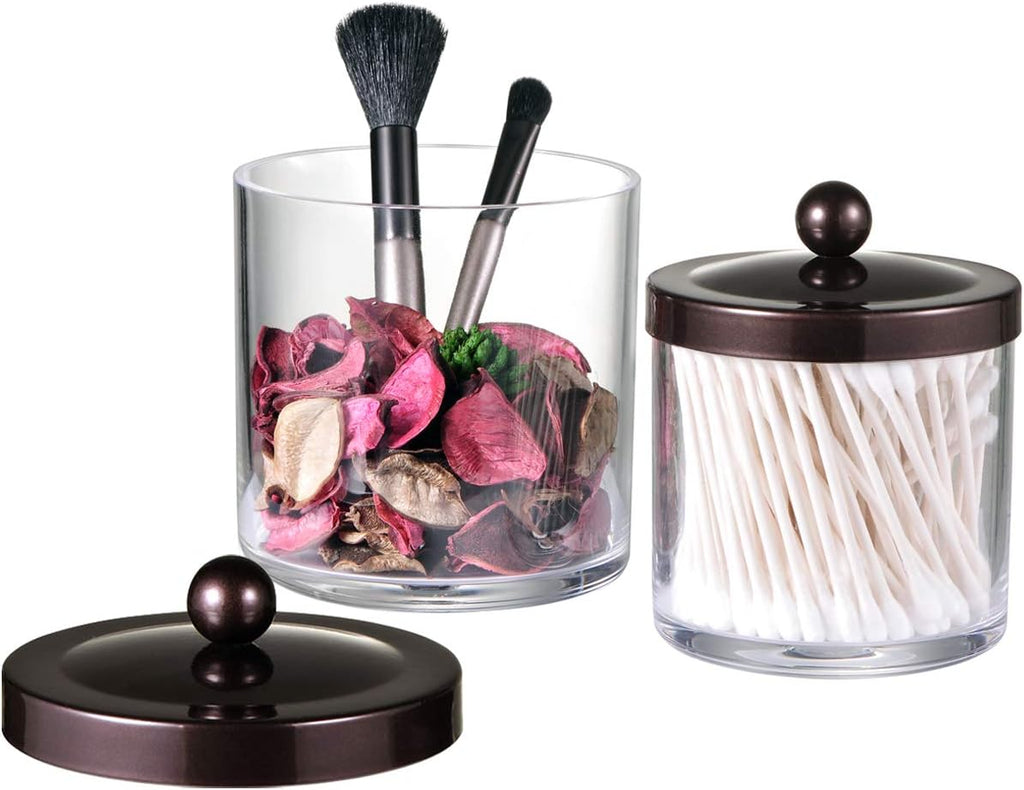 SheeChung 2 Pack Plastic Apothecary Jars with Bronze Metal Lids