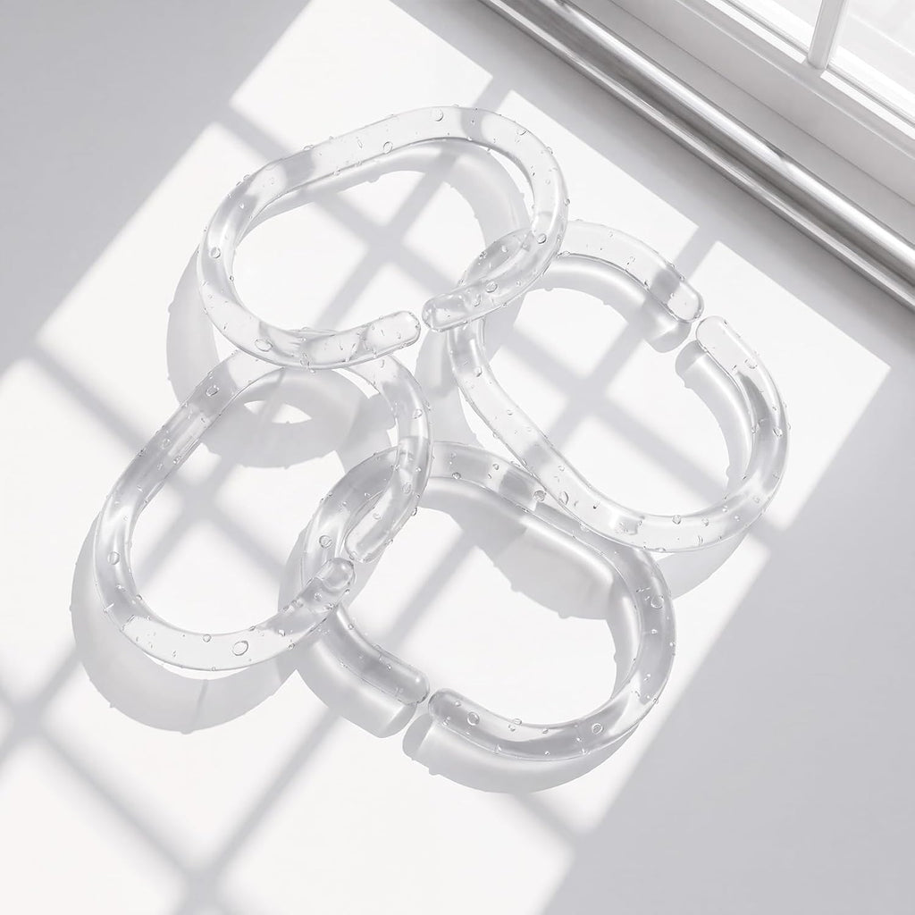 24 Pack Plastic Shower Curtain Hooks, Goowin C Shaped Clear Shower Curtain Rings Rust Proof, Anti-Drop Shower Curtain Hangers Shower Hooks for Shower Curtain, Bathroom Shower Rings for Curtain, Clear