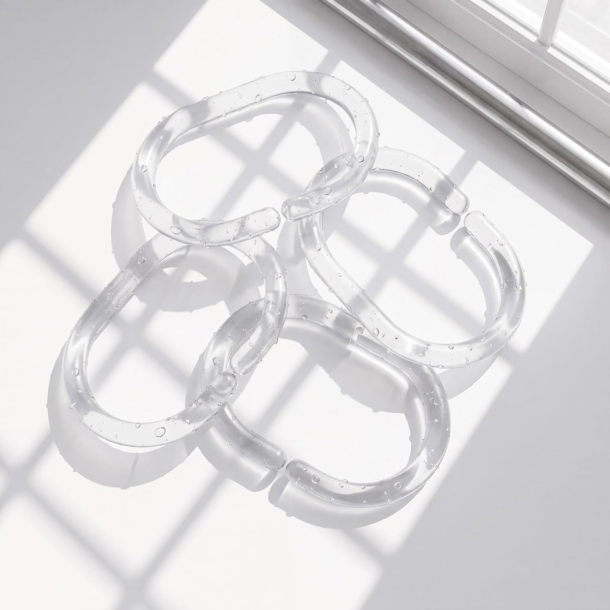 24 Pack Plastic Shower Curtain Hooks, Goowin C Shaped Clear Shower Curtain Rings Rust Proof, Anti-Drop Shower Curtain Hangers Shower Hooks for Shower Curtain, Bathroom Shower Rings for Curtain, Clear
