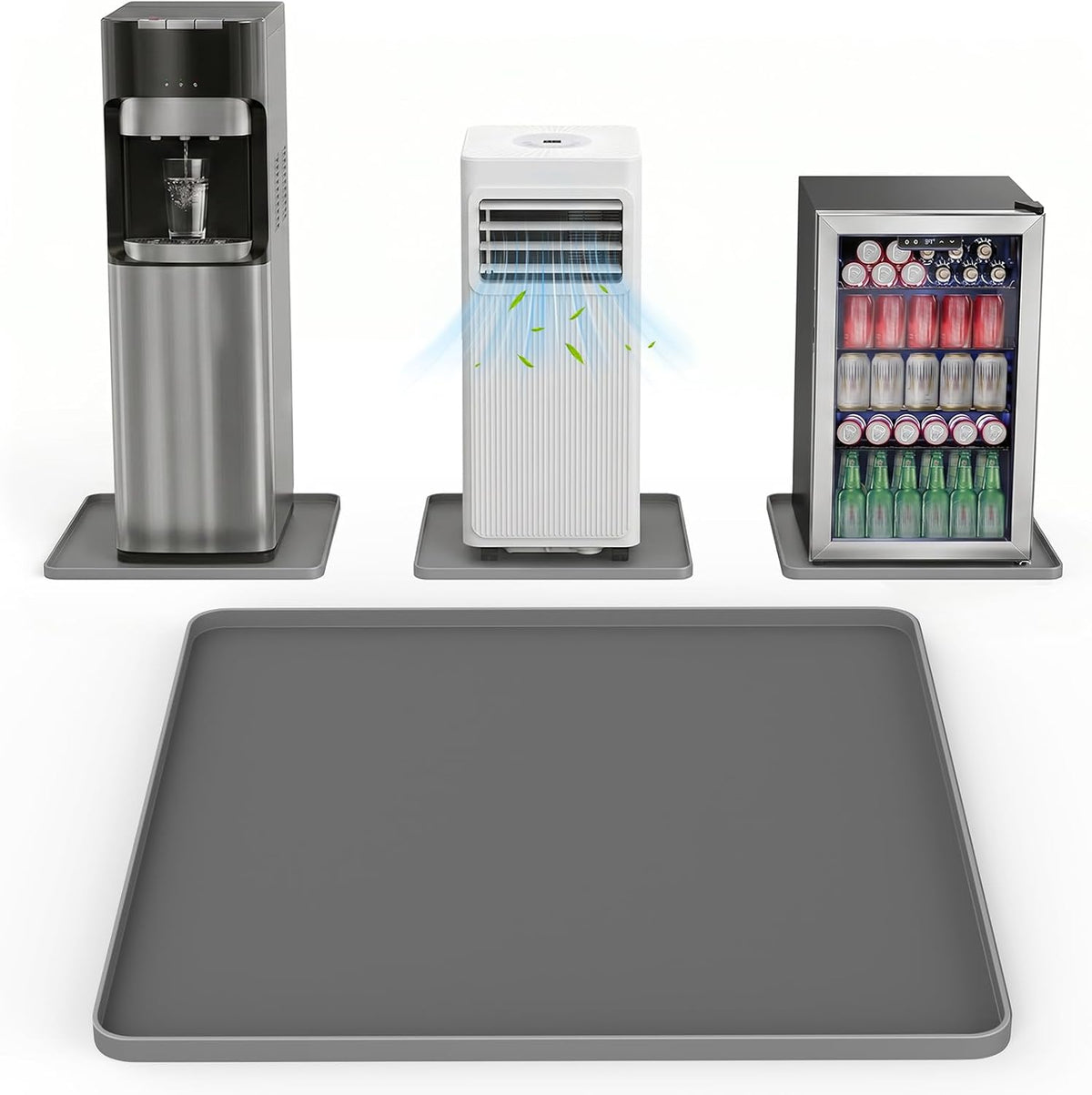 NAMTSO Mini Fridge Silicone Mat, 20"x20" Floor Protector Drip Tray, Grey