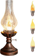 Vintage Table Lamp - 3 Modes Dimmable Retro Rustic Desk Lamp with Crackle Glass Shade, Antique Victorian Style, E26 Bulb Included, Ideal for Bedroom, Living Room, Home Decor (Transparent Glass)