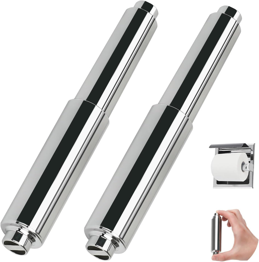 Toilet Paper Holder Roller Replacement, 2Pcs 6.5inch Plastic Toilet Paper Spring Rod Toilet Tissue Holder Replacement Spindle Replacement Rod fits Extra Large Bathroom Tissue Rolls (Silver)