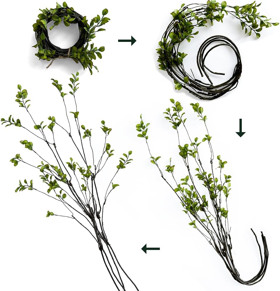 4 Pcs Eucalyptus Stems for Vase, Faux Greenery Branches