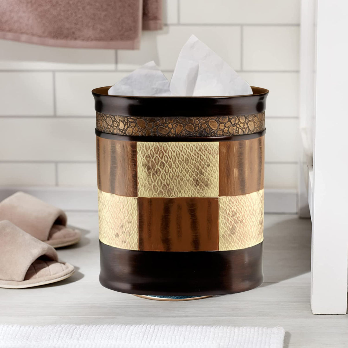 Zahari Home Decorative Trash Can for Bathroom, Office & Bedroom - 2.1 Gallons Stylish & Small Trash Can for Dorms, Desktop & Restroom - Chic Waste Basket for Compact Spaces, Zambia