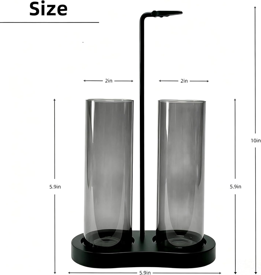 Gray Glass Incense Holder, Black Incense Sticks Burner Holder with Storage,Hang Upside Down Incense Holder for Sticks with Glass Ash Catcher for Meditation Yoga Spa Room Decor (Gray)