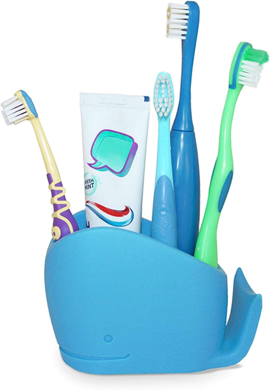 Kids Toothbrush Holder, Cute Whale Toothbrush Holder for Kids, Silicone Animals Toothpaste Holder Organazer for Children Blue