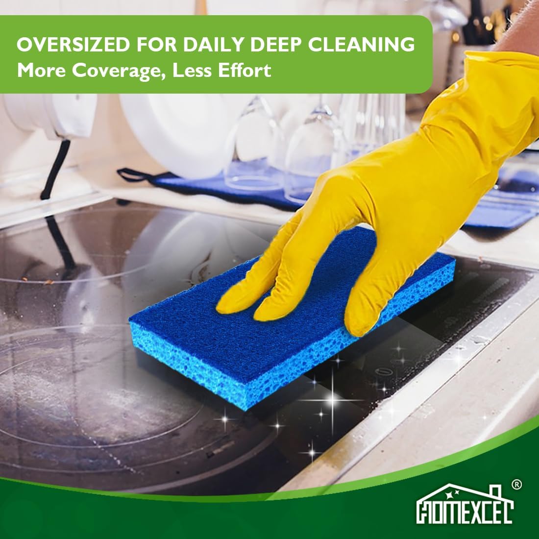 HOMEXCEL Extra Large Sponges Kitchen 6PK, Non-Scratch Sponge for Cleaning