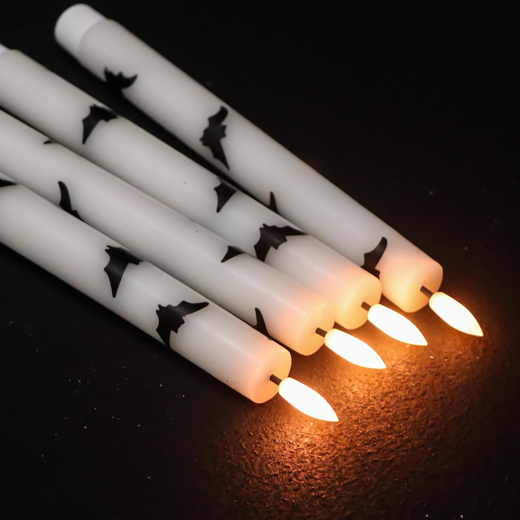 Bats Decal Flameless LED Taper Candles with Remote and Timer