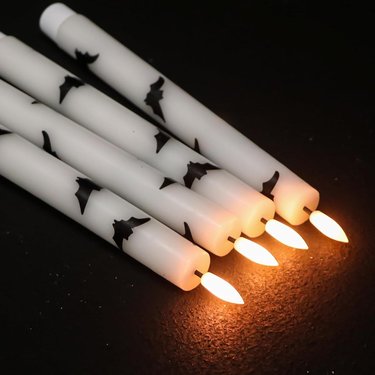 Bats Decal Flameless LED Taper Candles with Remote and Timer