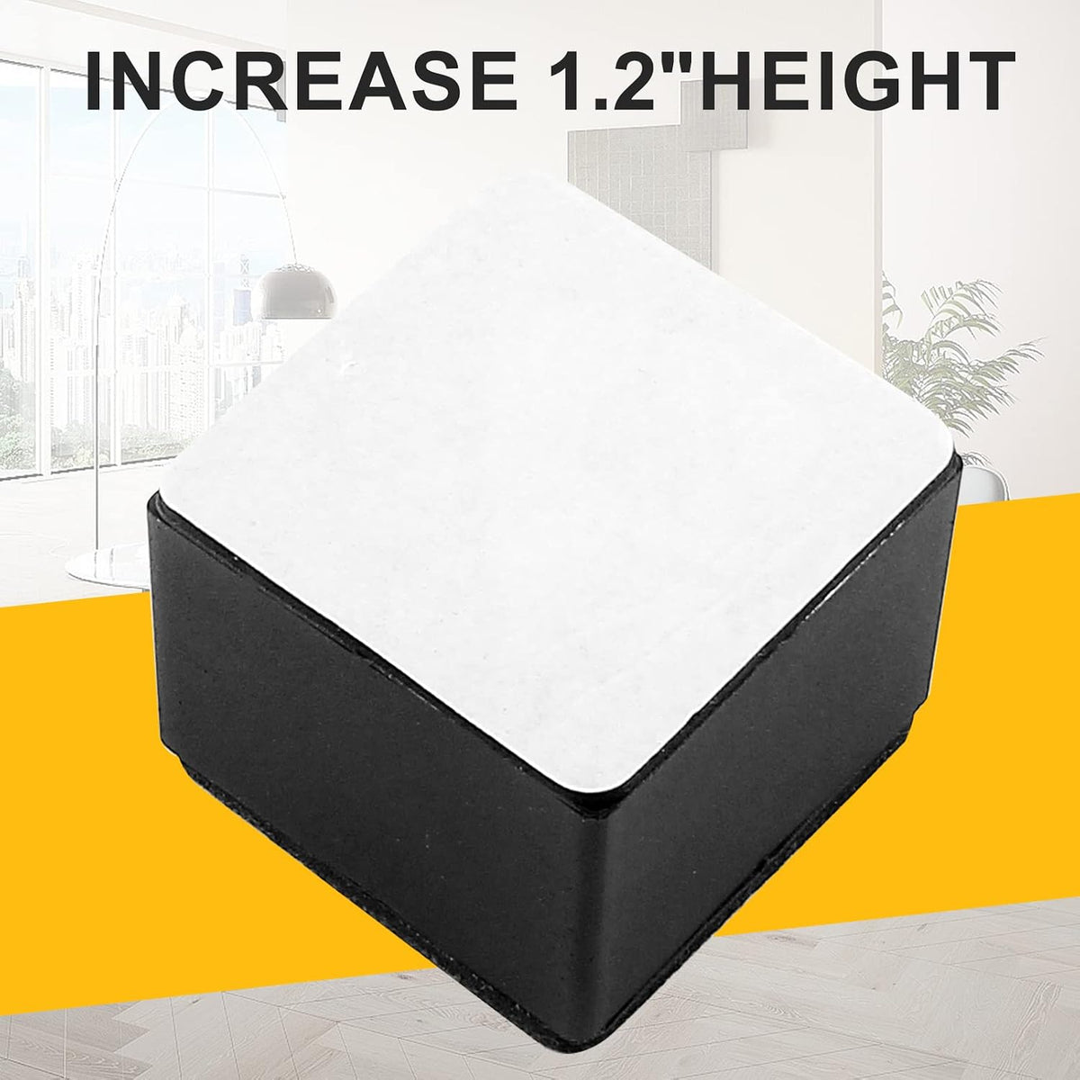 2 Inch 4Pack Black Self-Adhesive Square Bed Risers