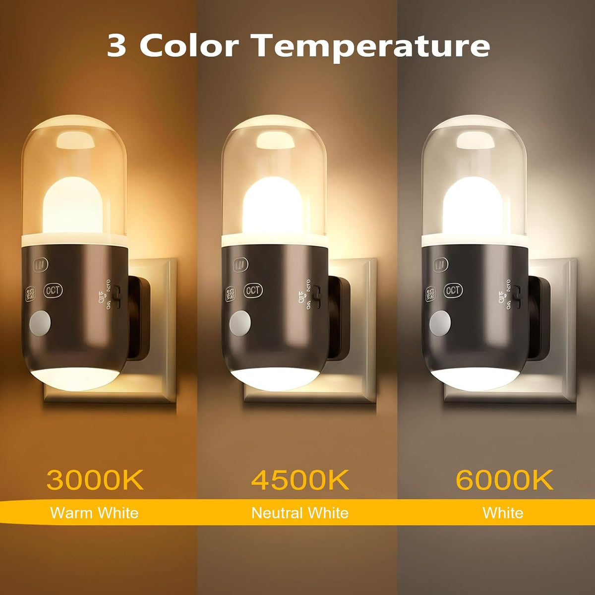 Night Light Plug into Wall with Motion Sensor ( Coffee 2pcs )
