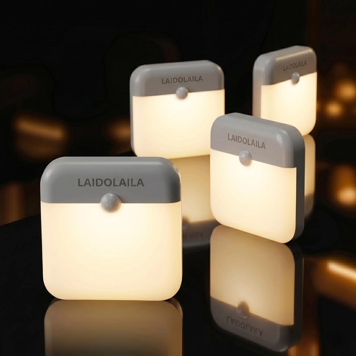 4 Pcs Magetic Night Light Motion Sensor Cruise Ship Approved with USB Cable LED Rechargeable Battery for Indoor Use in Bathroom Hallway Cabin Toilet Bed Stair Automatic Motion for Travel