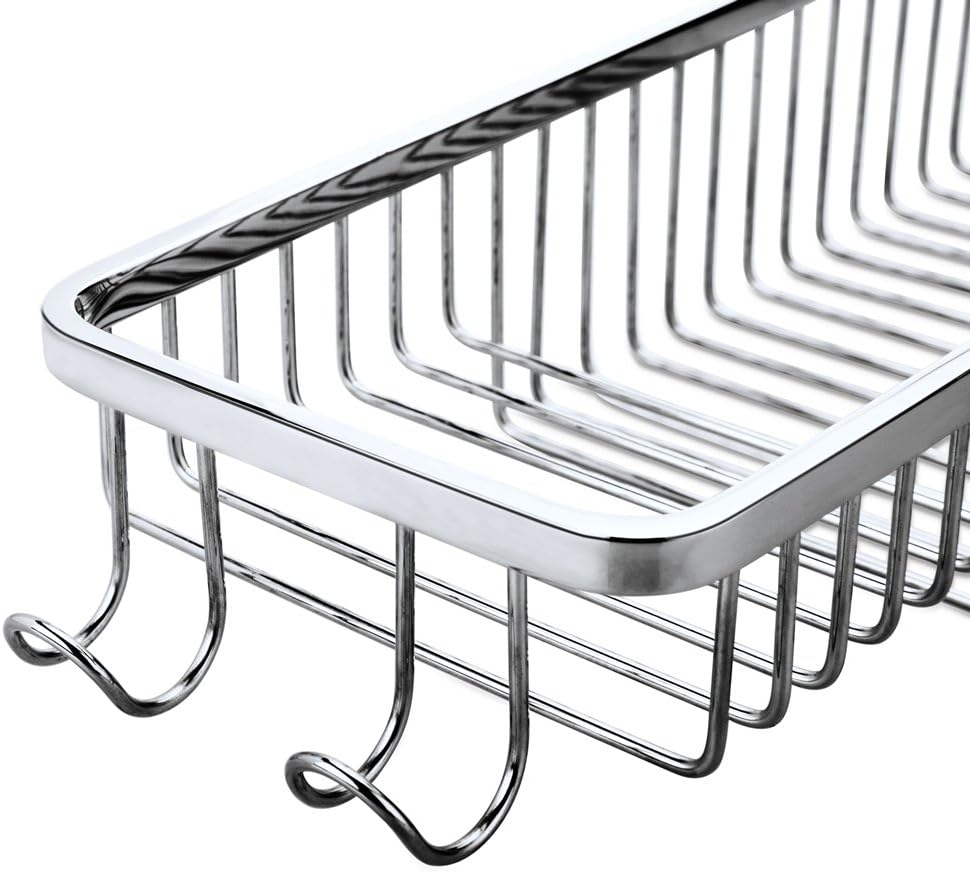 Wire Basket Wall Mount,Corner Shower Caddy 304 Stainless Steel,Bathroom Shower Organizer Soap Caddy,Polished Finish-Long Basket