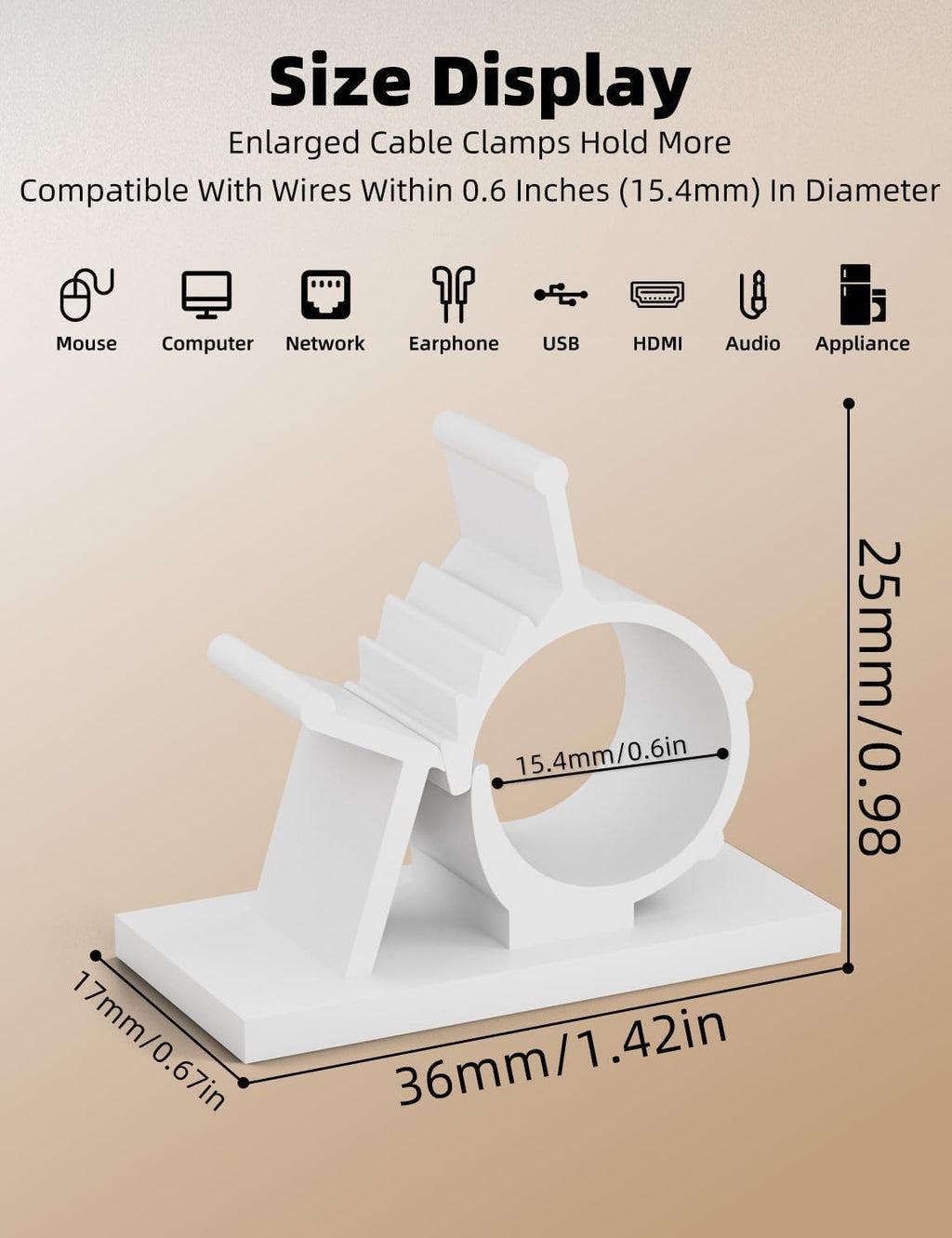 Viaky White Adhesive Cord Clips, 30Pcs Cable Clamps Adjustable Wire Holder