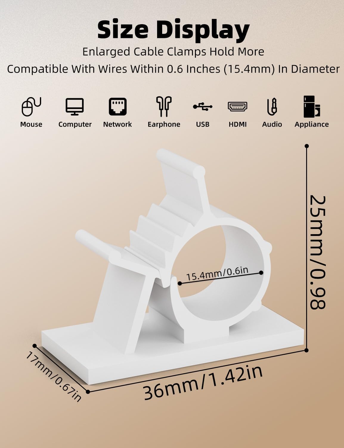 Viaky White Adhesive Cord Clips, 30Pcs Cable Clamps Adjustable Wire Holder