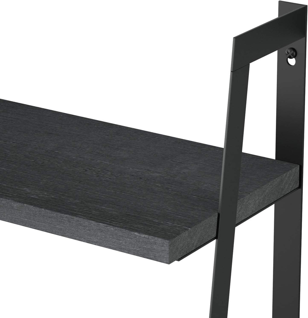 SRIWATANA Black 2-Tier Floating Wall Shelves, Rustic Wood Storage Shelf Set