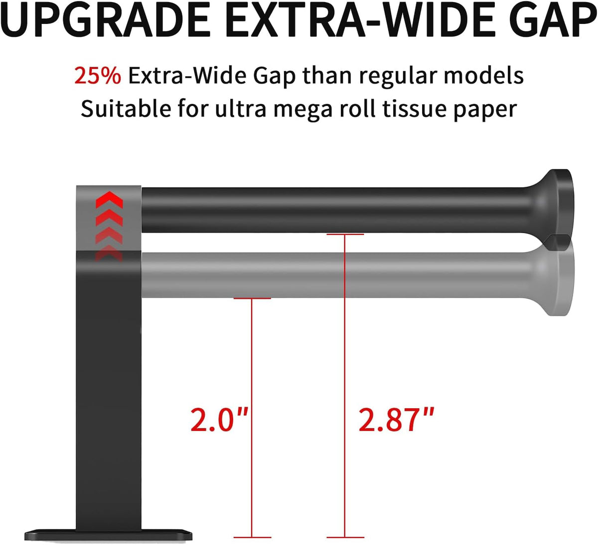 STWWO Toilet Paper Holder Self Adhesive, Extra-Wide Gap, Matte Black