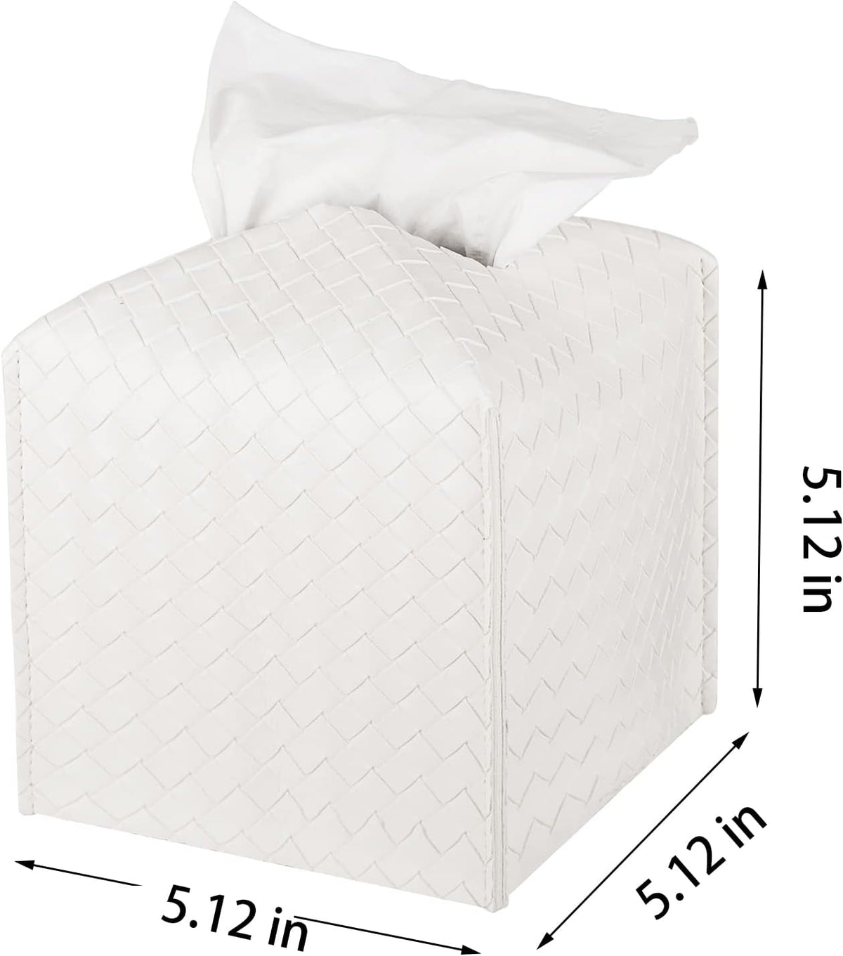 Tissue Box Cover Square Leather Facial Paper Holder, White