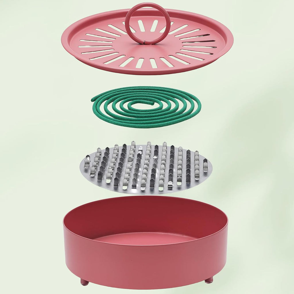 Mosquito Coil Holder Indoor Outdoor Incense Coil Holder Palo Santo Holder Burner Fire-Safety Citronella Incense Coil Holder for Home Patio Camping (Pink)