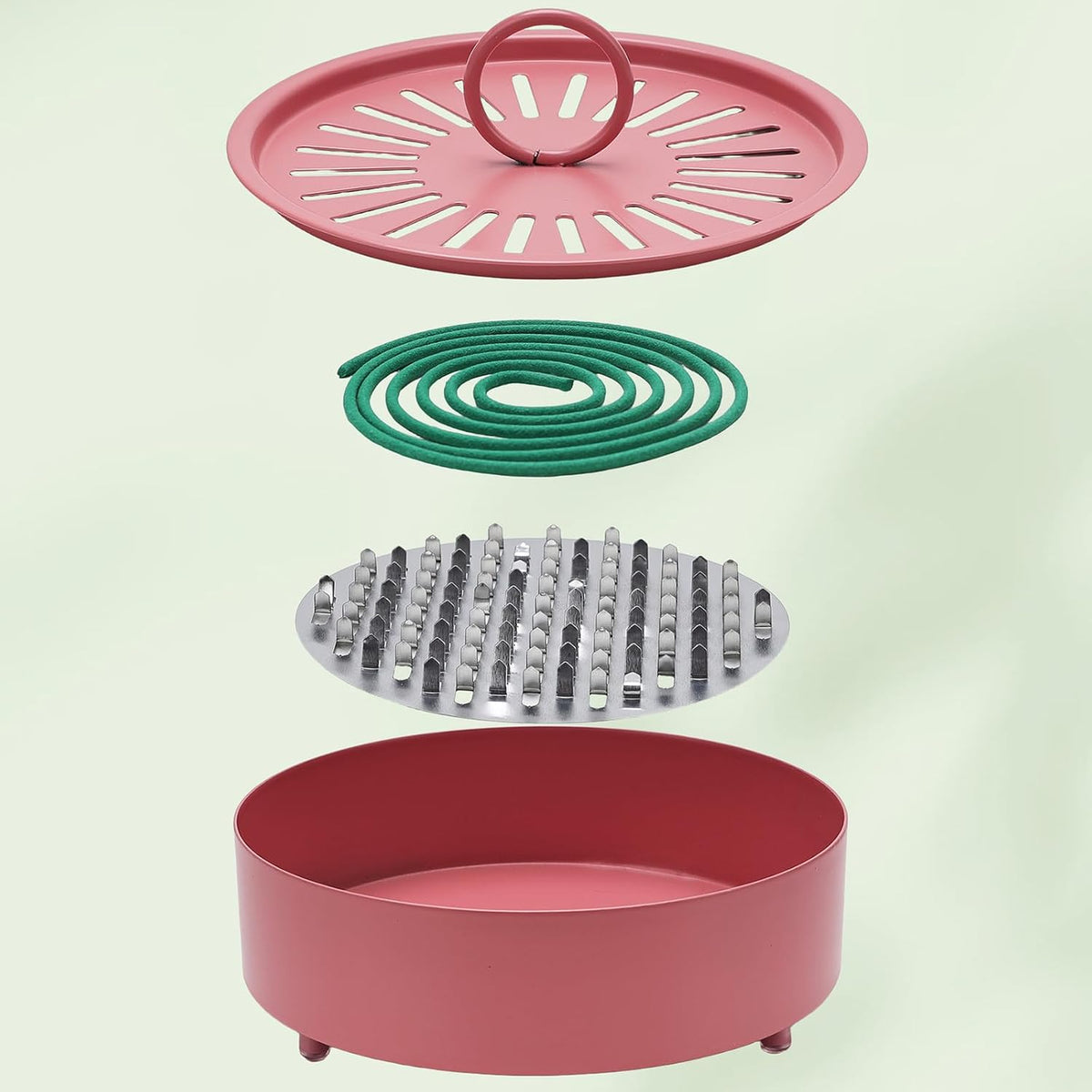 Mosquito Coil Holder Indoor Outdoor Incense Coil Holder Palo Santo Holder Burner Fire-Safety Citronella Incense Coil Holder for Home Patio Camping (Pink)