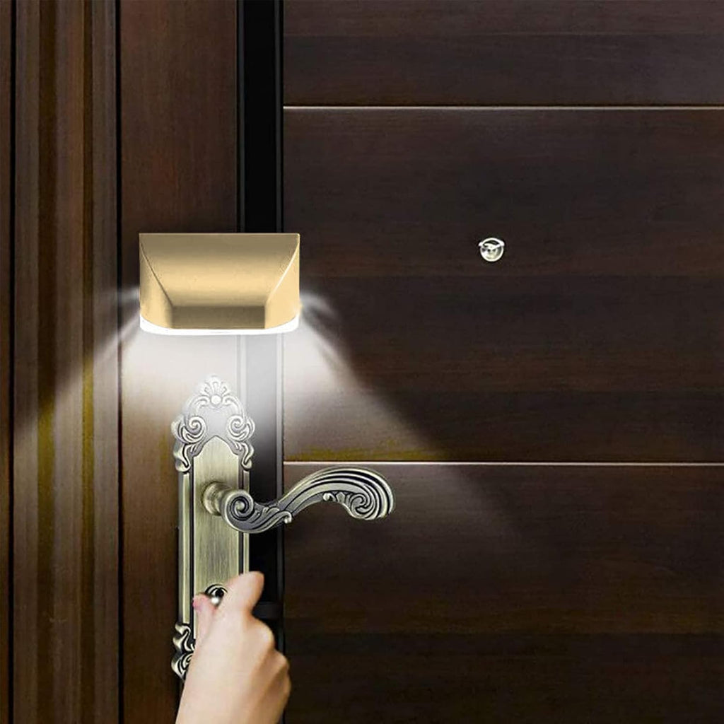 LED Intelligent Keyhole Light Lamp Door Lock Sensor Lamp - Battery Operated Auto Sensor Motion Detector with 4 LED for Key Hole/Door Lock (Gold)