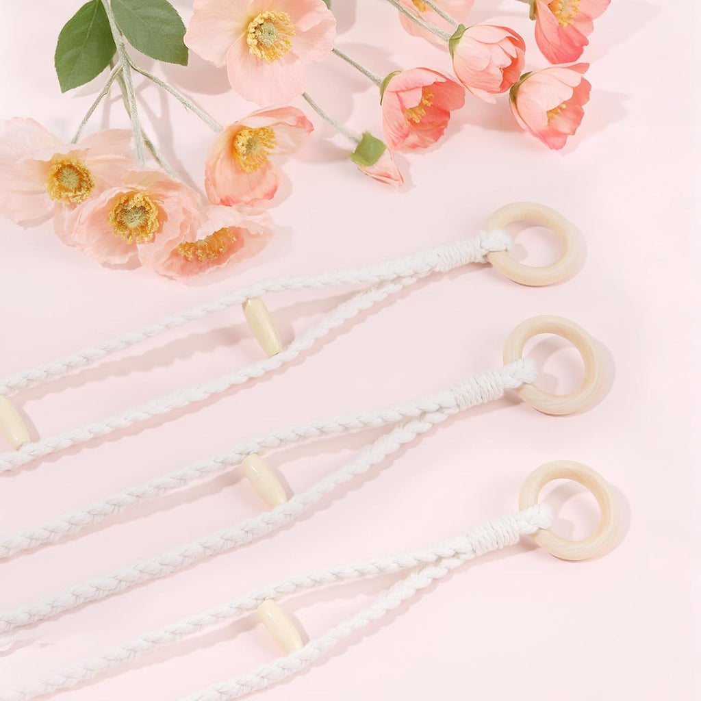 3 PCS Headband Holder Organizer for Girl,Hanging Hairband Storage for Women,Beige Hair Hoop Display Hair Accessories Organizer Bedroom College Dorm Decor(Beige Beads)