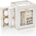 CASEGRACE 360°Rotating Jewelry Box Open Design Vertical Organizer with Glass Window Large Jewelry Display Storage Case Perfect for daily use at home or as a gift for women