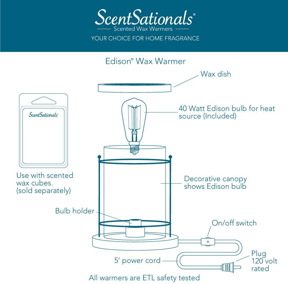 ScentSationals Anchorage - Edison Bulb Wax Warmer for Scented Wax Melts