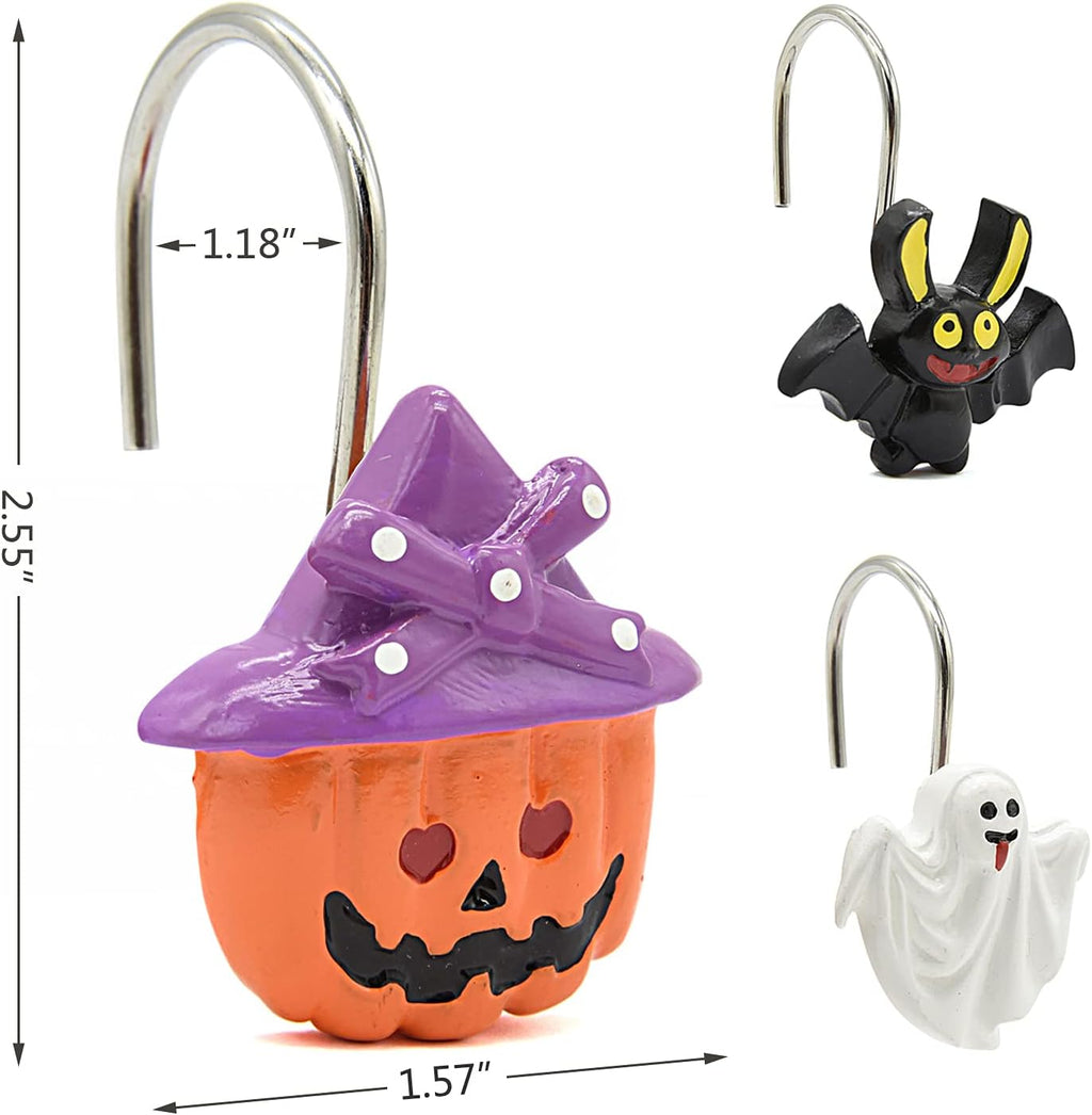 Shower Curtain Hooks,12PCS Halloween Decorative Shower Curtain Rings