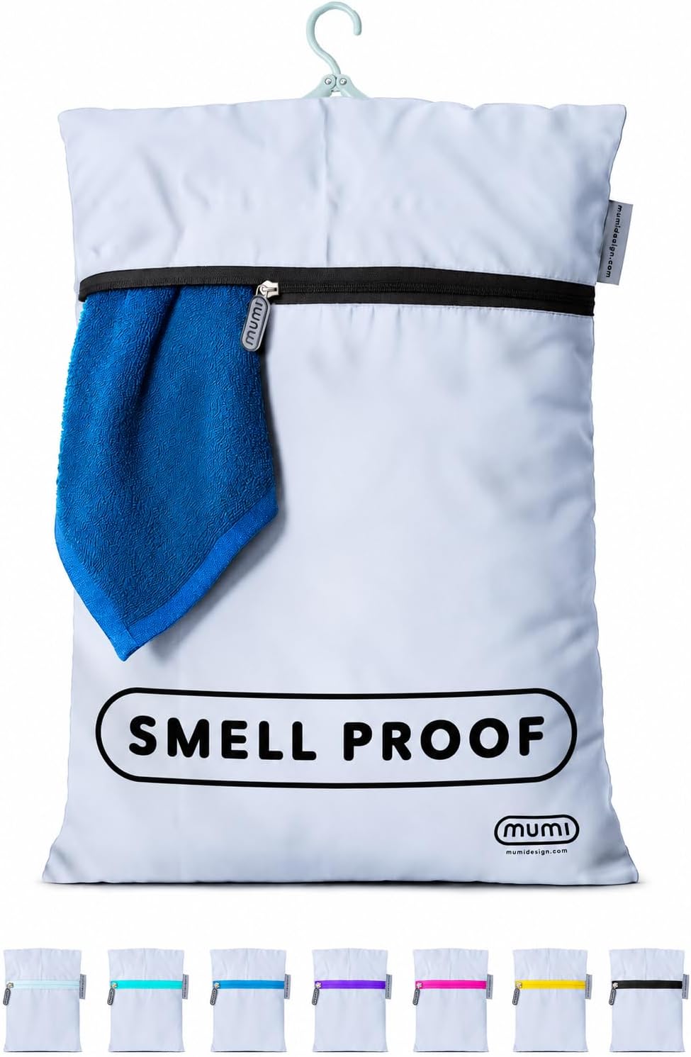 MUMI Smell-Proof Travel Laundry Bag with Folding Hanger, Black
