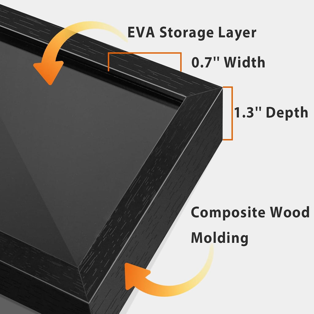 tutata 7x9 Pin Display Frame, Wall & Desktop Mount Shadow Box, Black