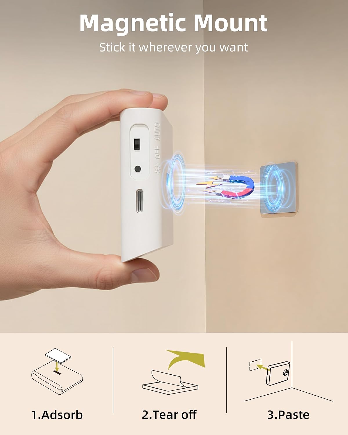 EZVALO 3-Pack Rechargeable Night Lights, Sync Motion Sensor Light Indoor