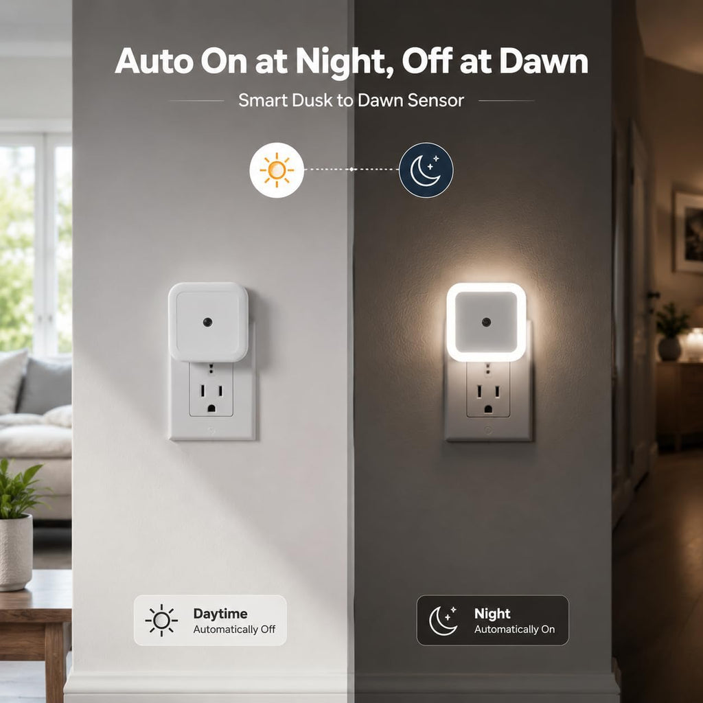 Othmro 4 Pack Plug-in Night Light, Warm Auto Dusk-to-Dawn Sensor Lamp