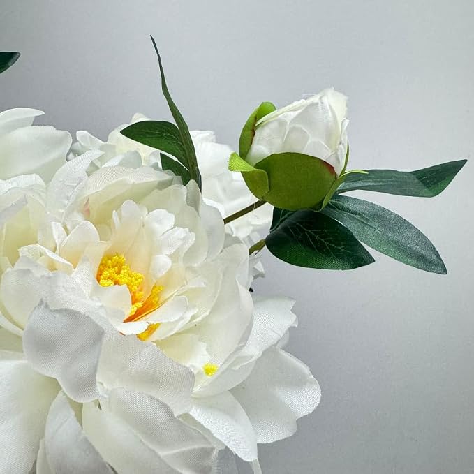 3 Pieces White Peonies Artificial Flowers,27"Silk Flowers with Stems,Winter Flowers Artificial for Decoration,Long Stem Artificial Flowers for Tall Vase,Wedding Table Centerpiece Party Decor(White)