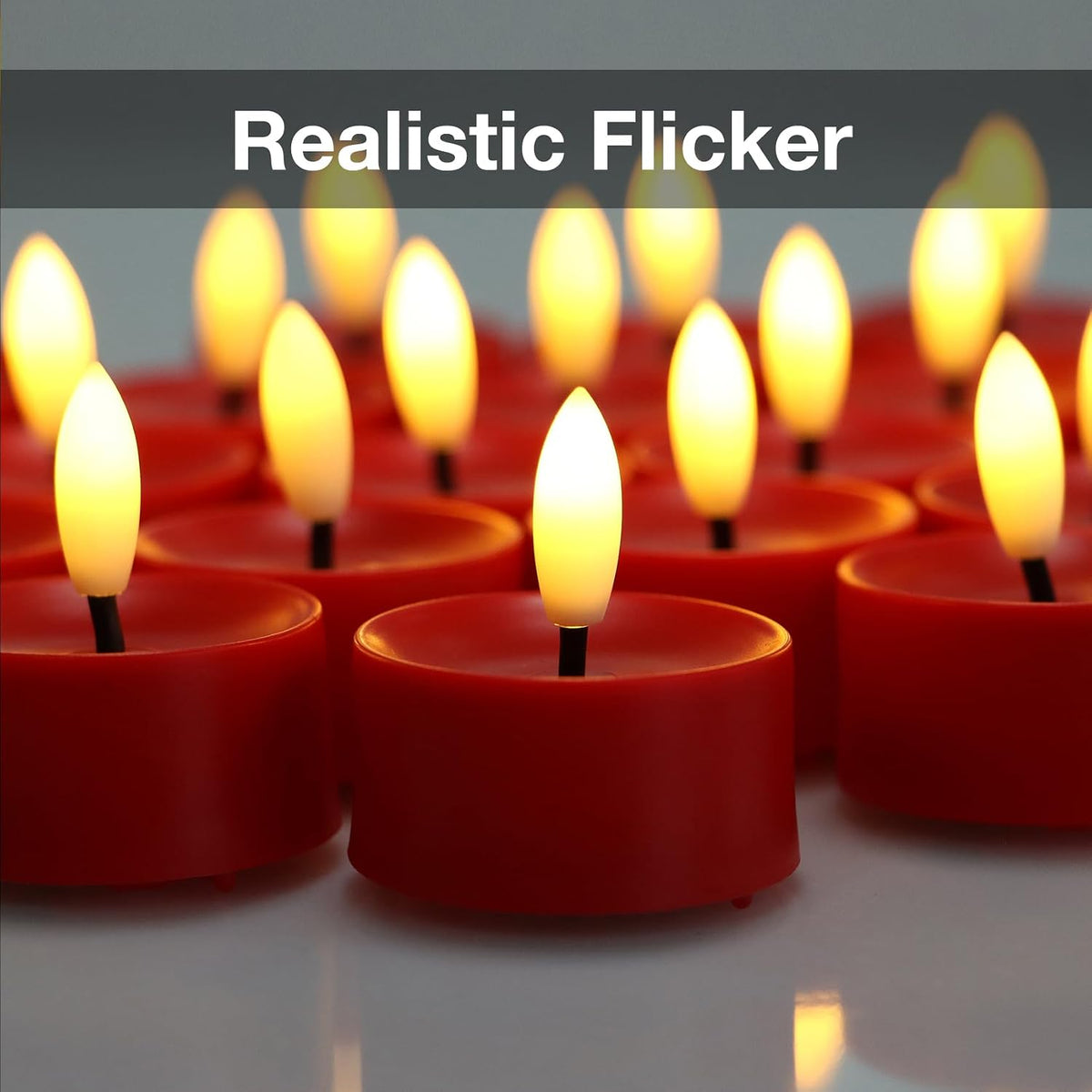 12 Pack Red Flameless Tealight Candles Battery Operated Tea Lights, Realistic Flickering Fake LED Tealights Candles, 3D Wick LED Tea Lights for Christmas, Festival, Party, Home Decor