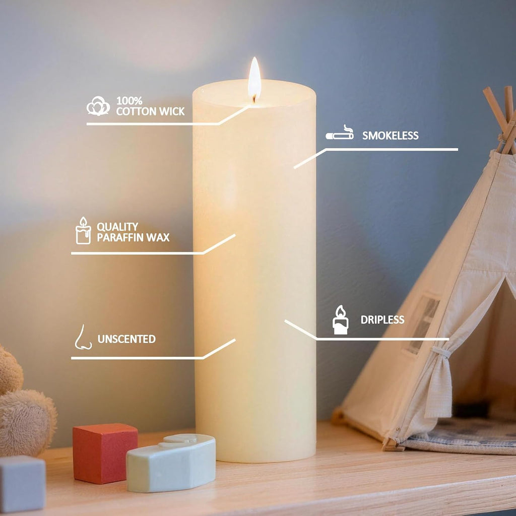 48-Pack Ivory Unscented Pillar Candle Set