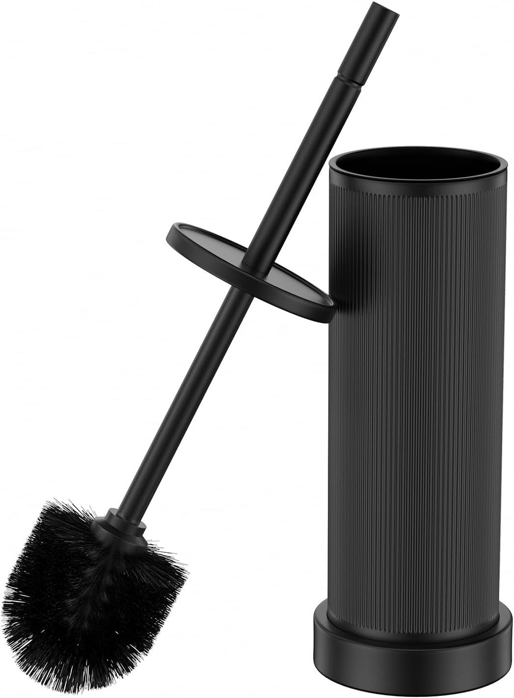 Metal Vertical Grain Toilet Bowl Brush and Holder Set Scrubber Black
